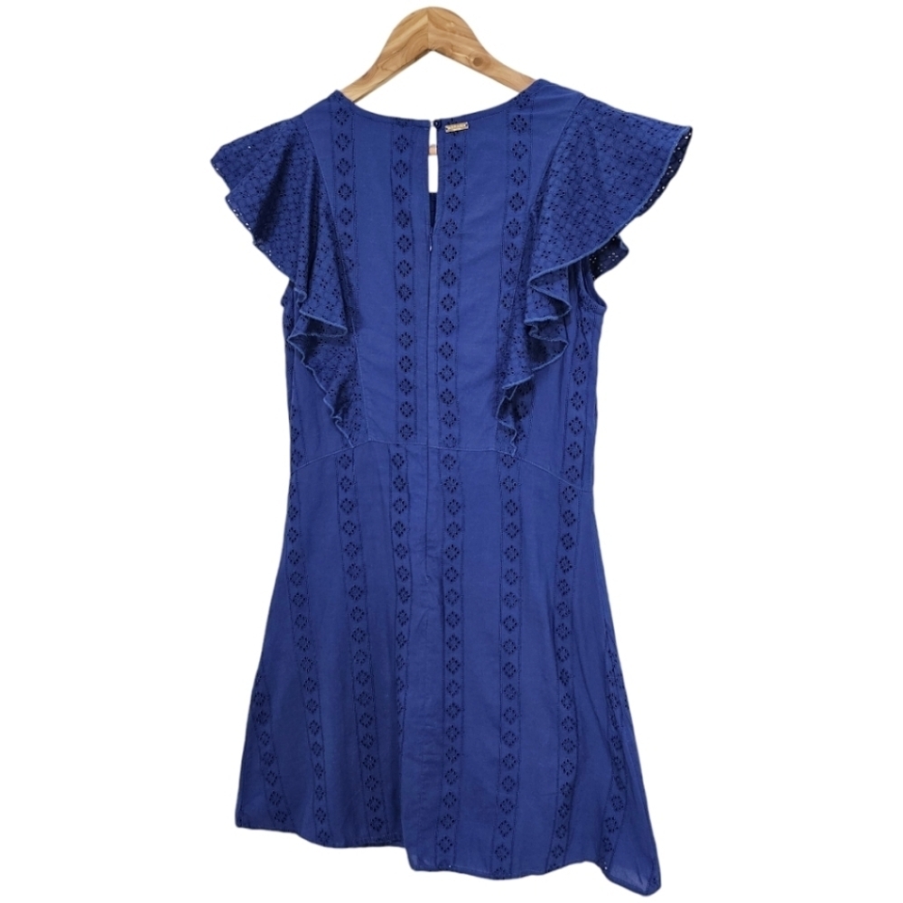 Cabana Life Navy Eyelet UPF 50+ Flutter Sleeve Mini Dress Size XS Beachy NWT - Picture 5 of 15